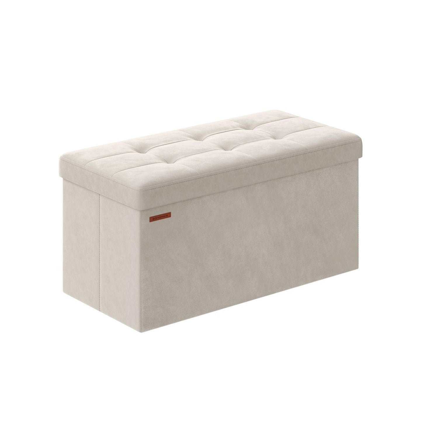 15" x 30" x 15" Foldable Storage Ottoman Bench Cream White FredCo