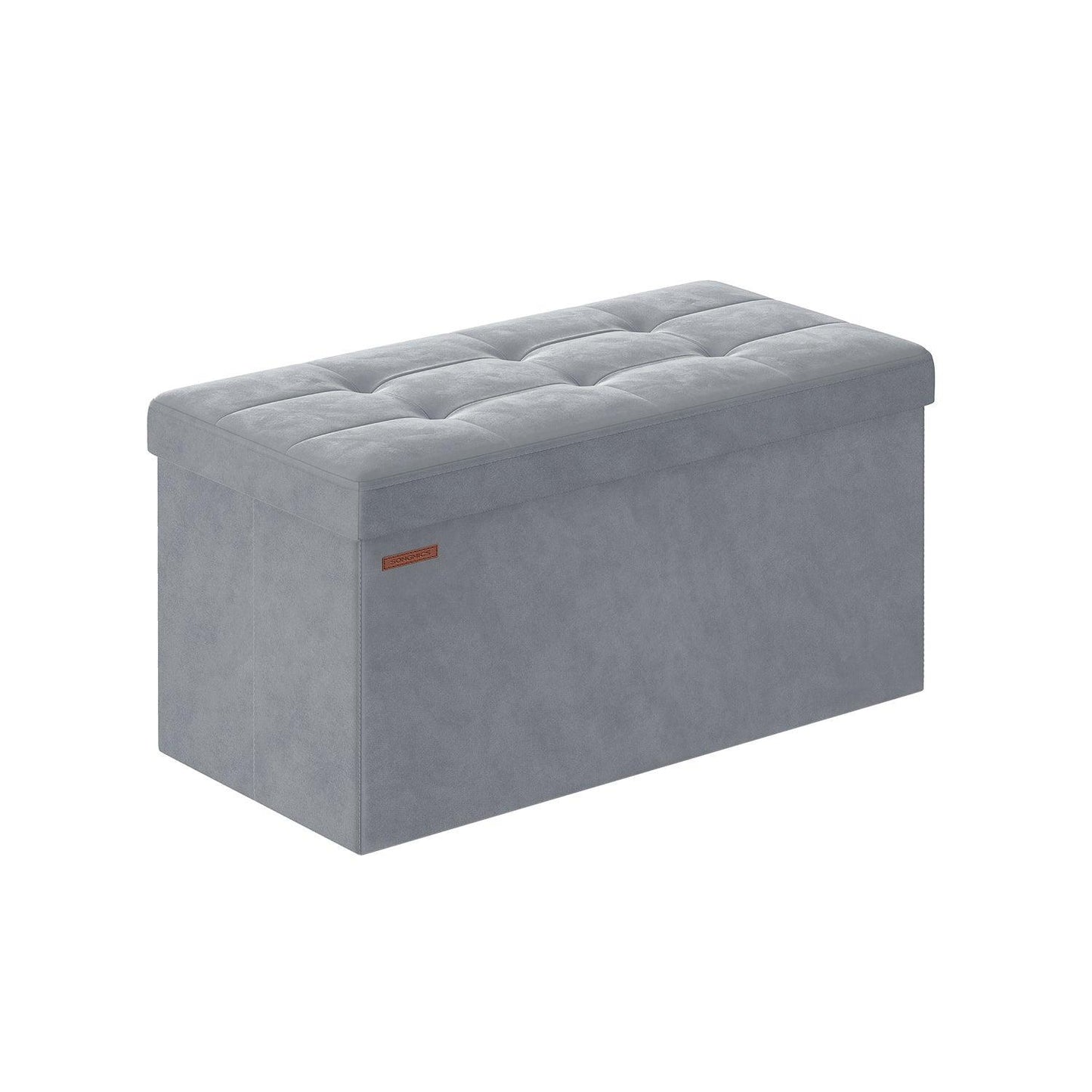 15" x 30" x 15" Foldable Storage Ottoman Bench Dove Gray FredCo