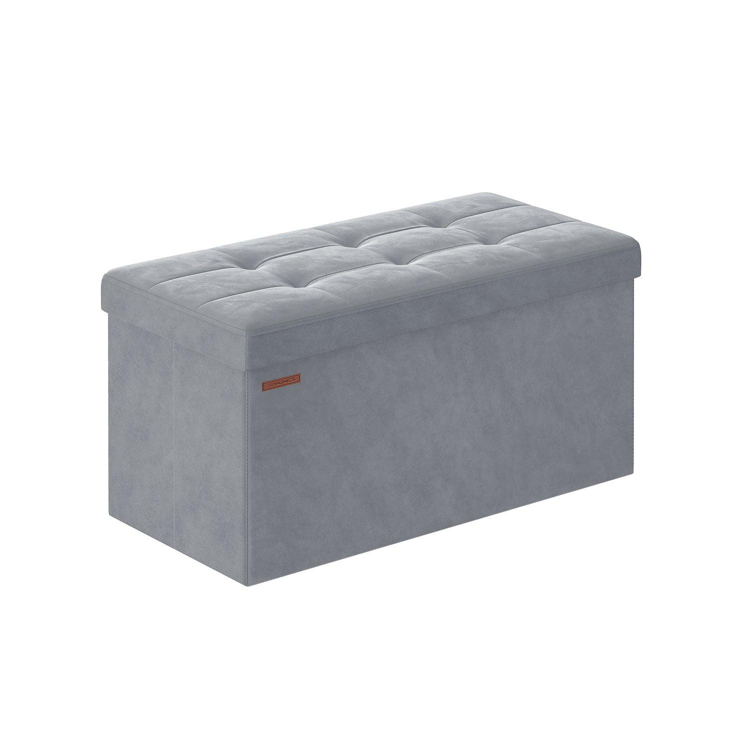 15" x 30" x 15" Foldable Storage Ottoman Bench Dove Gray FredCo