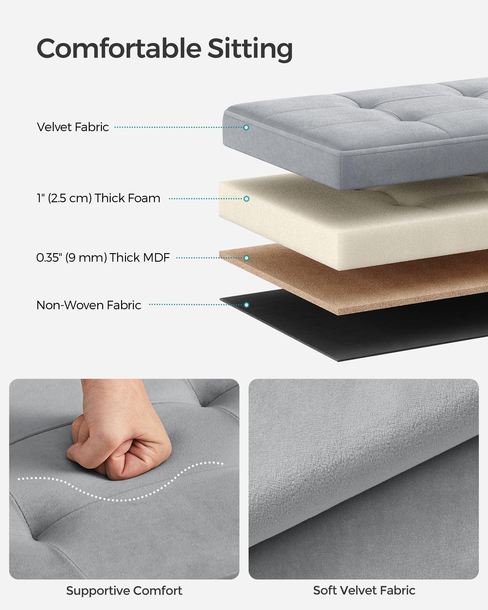 15" x 30" x 15" Foldable Storage Ottoman Bench Dove Gray FredCo