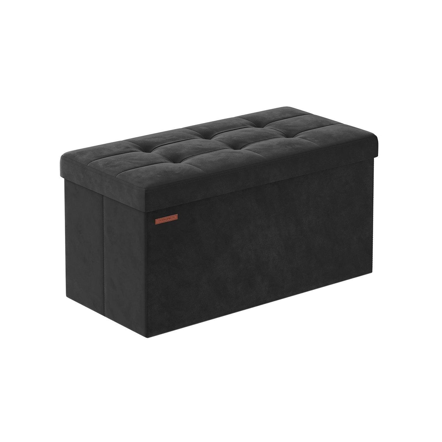 15" x 30" x 15" Foldable Storage Ottoman Bench Ink Black FredCo