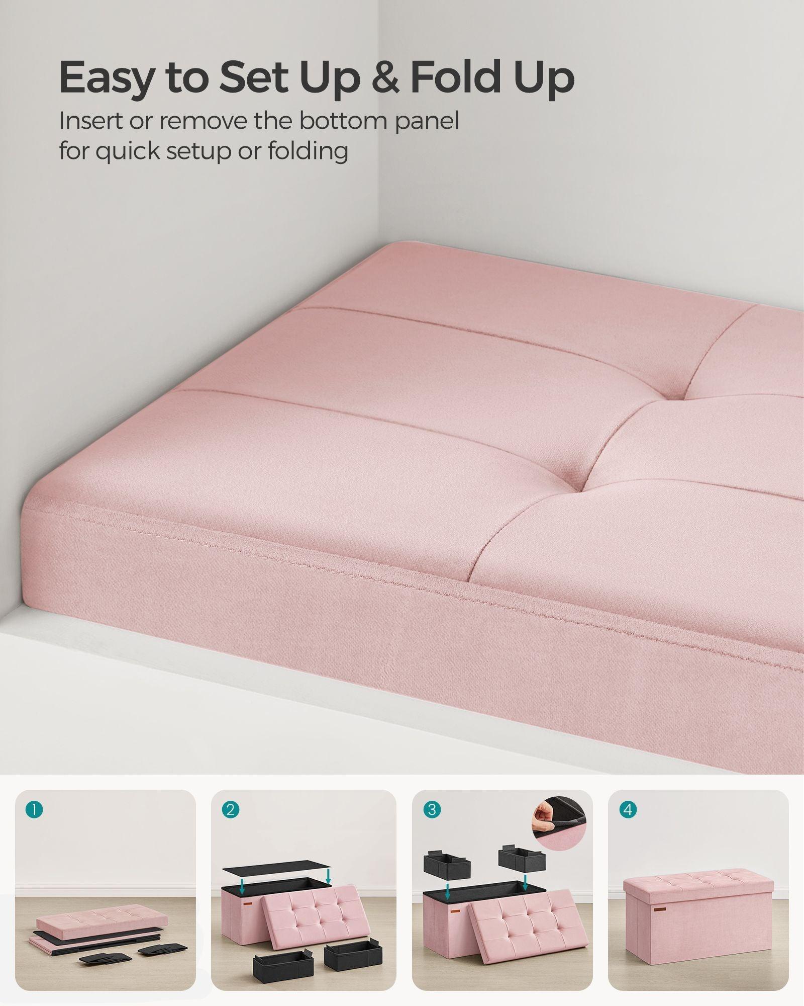 15" x 30" x 15" Foldable Storage Ottoman Bench Jelly Pink FredCo