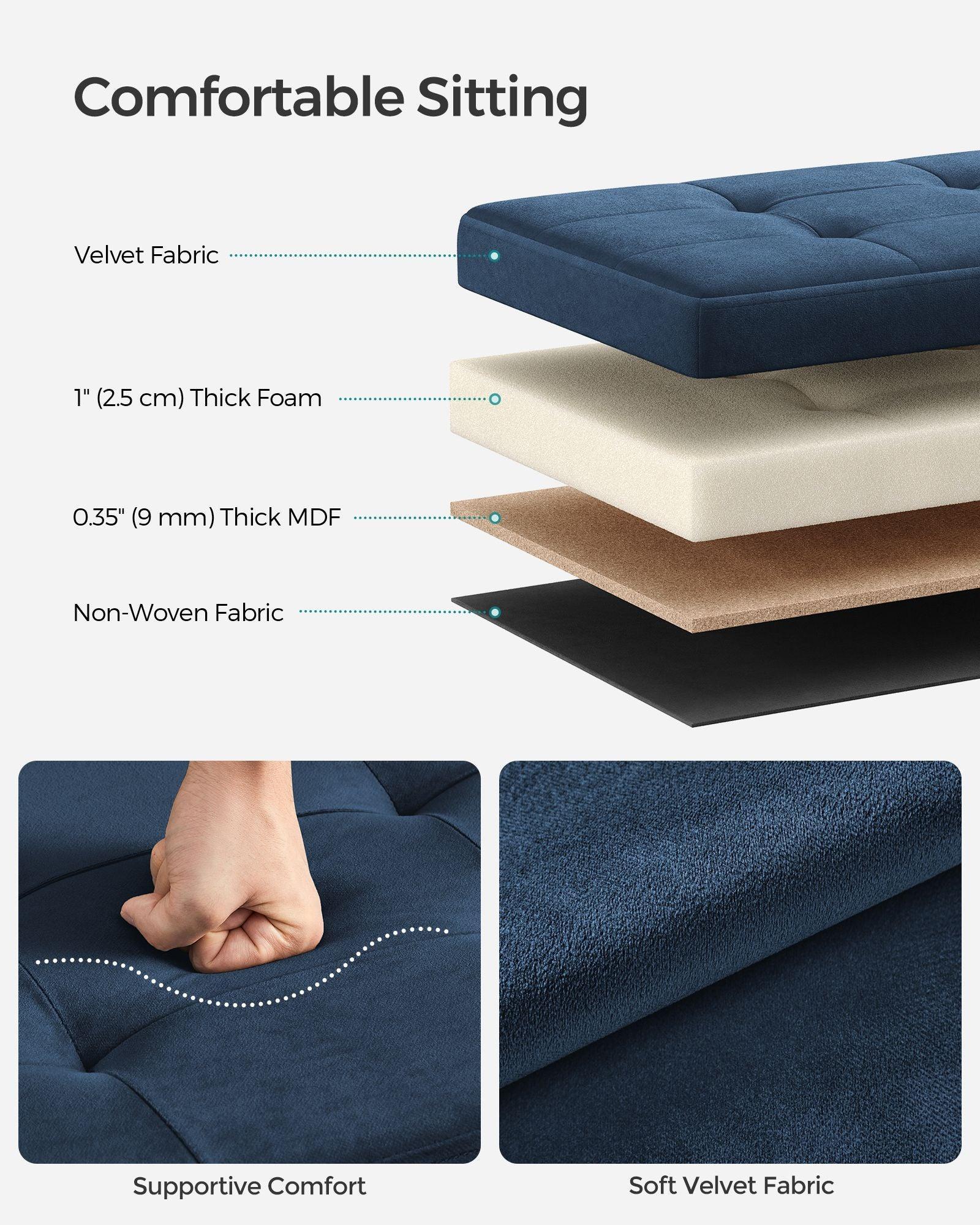 15" x 30" x 15" Foldable Storage Ottoman Bench Midnight Blue FredCo