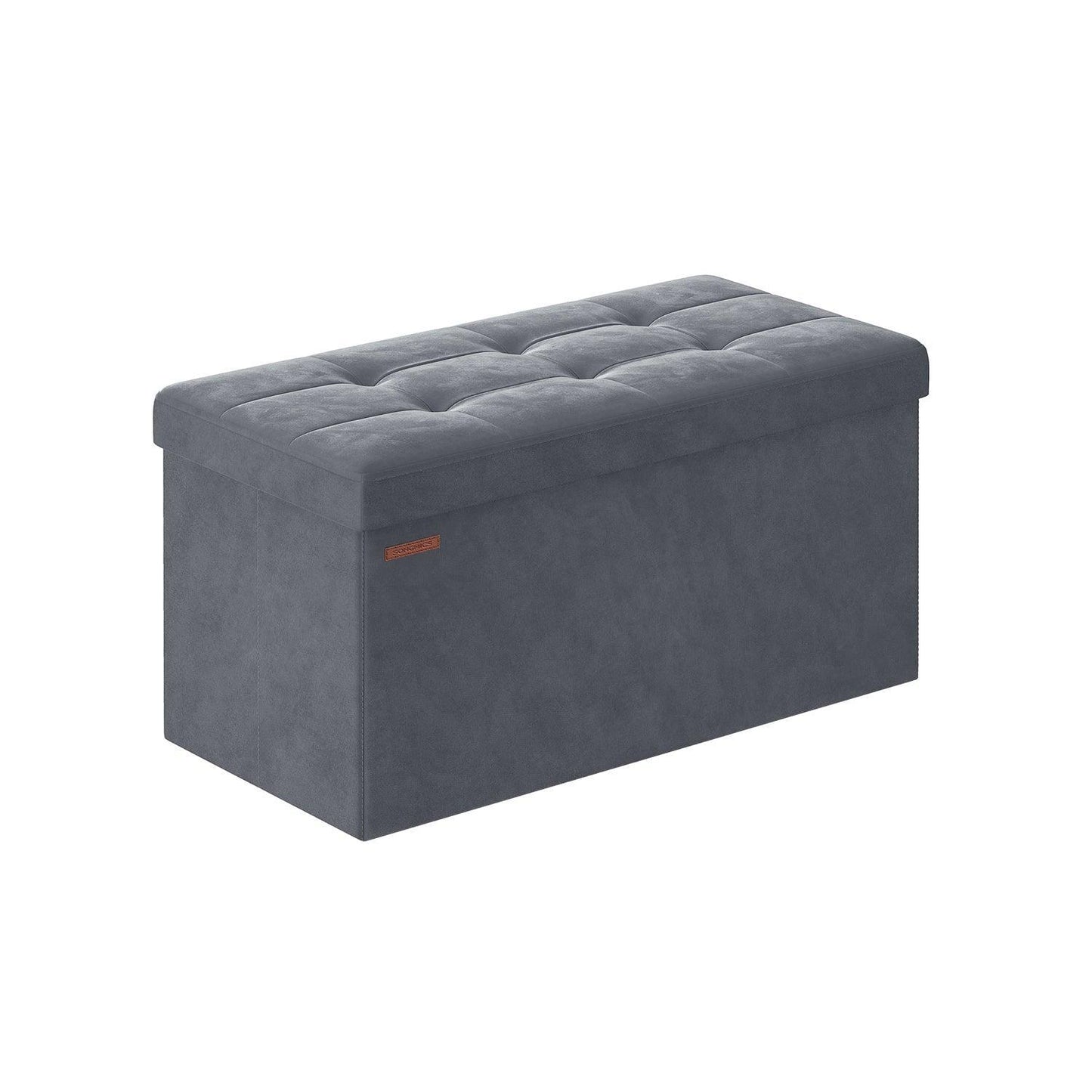 15" x 30" x 15" Foldable Storage Ottoman Bench Slate Gray FredCo
