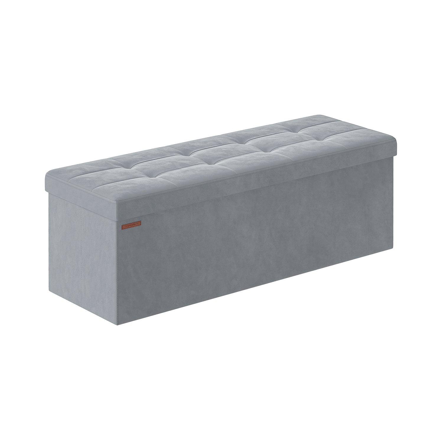 15" x 43" x 15" Foldable Storage Ottoman Bench Dove Gray FredCo