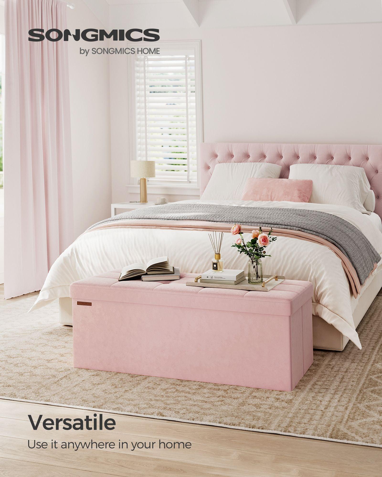 15" x 43" x 15" Foldable Storage Ottoman Bench Jelly Pink FredCo
