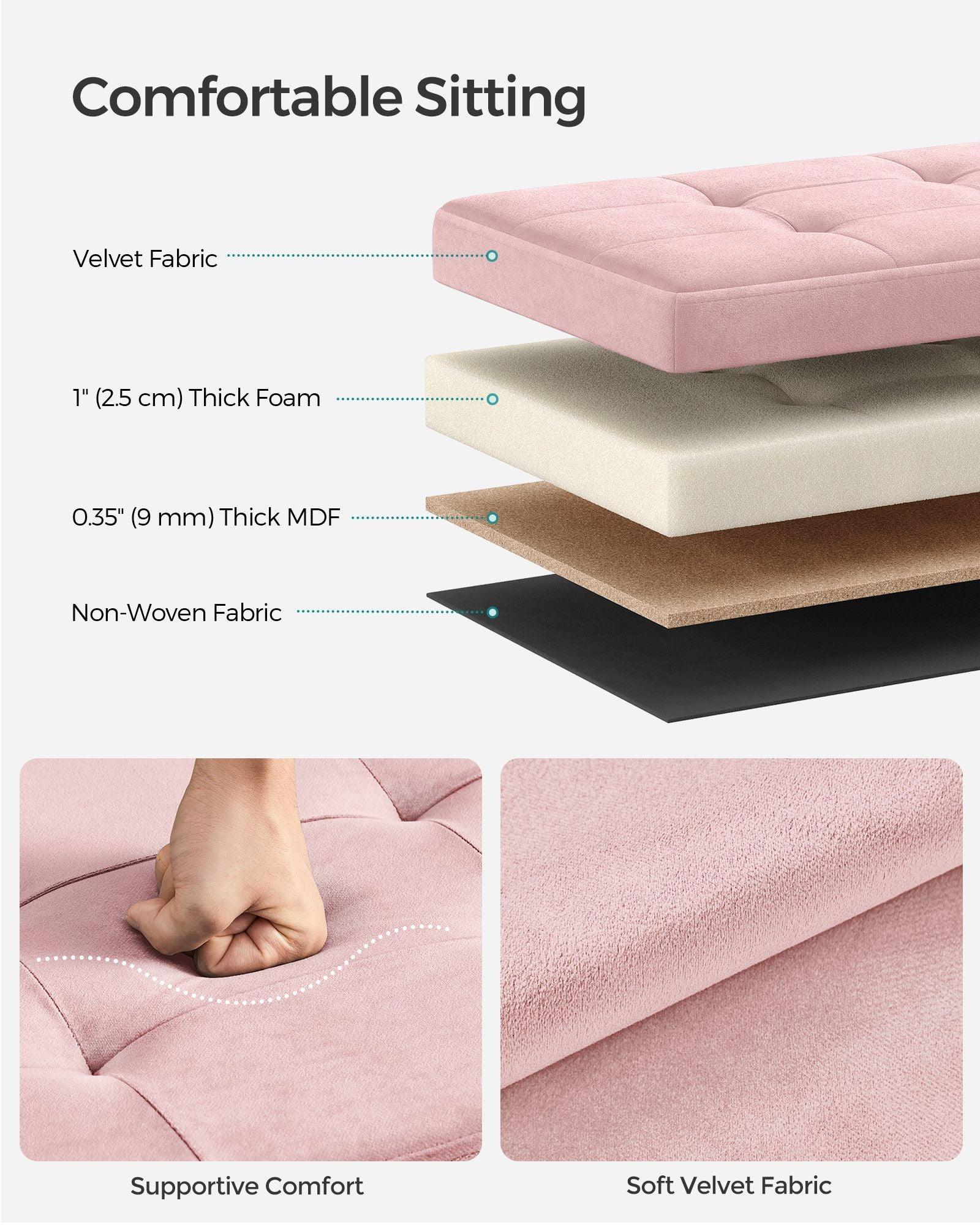 15" x 43" x 15" Foldable Storage Ottoman Bench Jelly Pink FredCo
