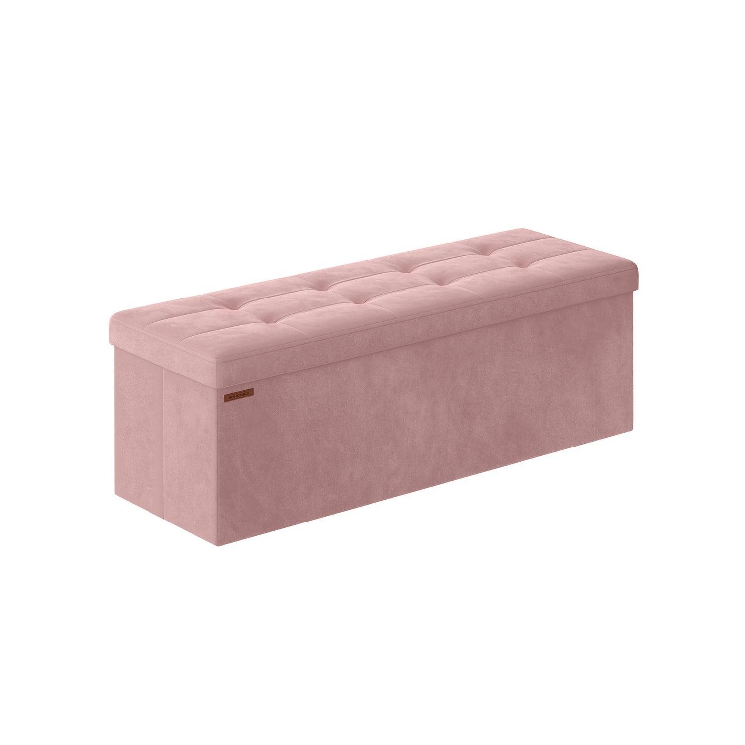 15" x 43" x 15" Foldable Storage Ottoman Bench Jelly Pink FredCo