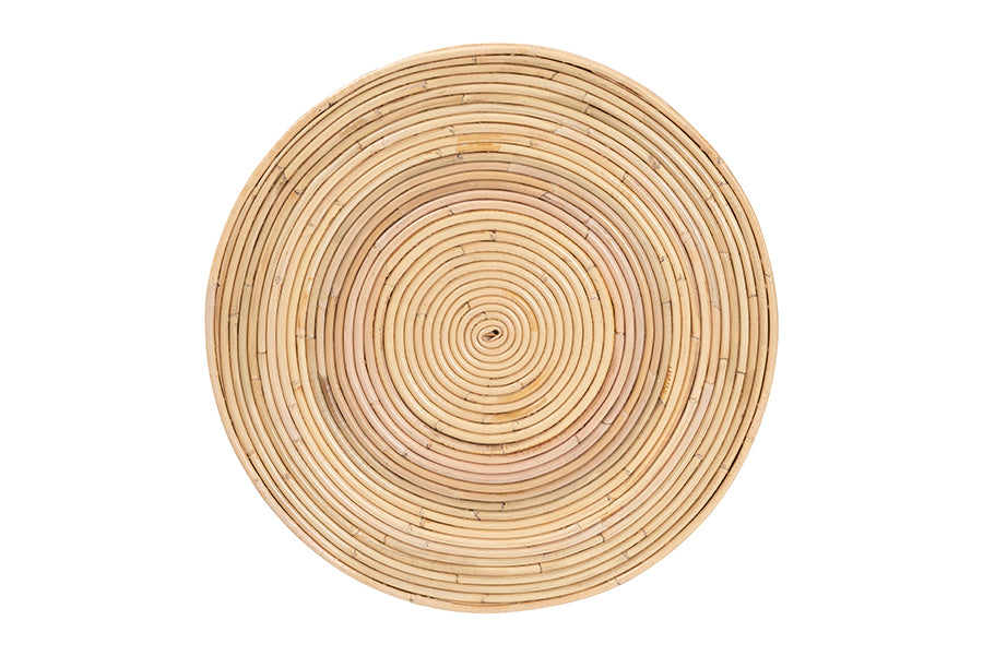 bali & pari Brookwood Natural Rattan End Table - Handcrafted Wicker Sculptural Accent Table with Pedestal Base for Living Room or Sun Room