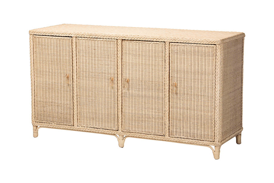 bali & pari Delilah Natural Rattan 4-Door Sideboard Buffet