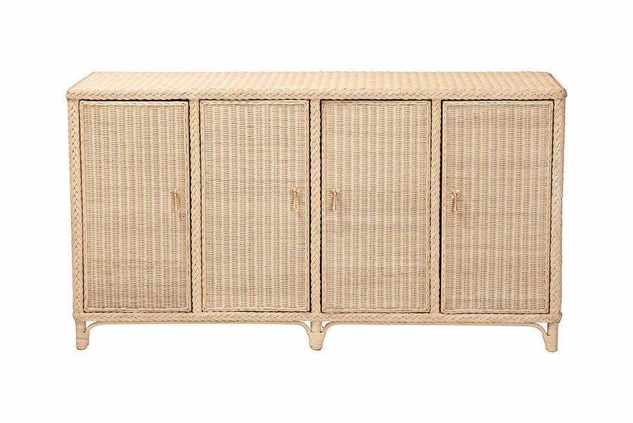 bali & pari Delilah Natural Rattan 4-Door Sideboard Buffet