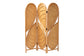 bali & pari Kiyoko Natural Rattan Room Divider - Handwoven Wicker Tri-Fold Decorative Privacy Screen with Woven Leaf Motif