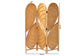 bali & pari Kiyoko Natural Rattan Room Divider - Handwoven Wicker Tri-Fold Decorative Privacy Screen with Woven Leaf Motif