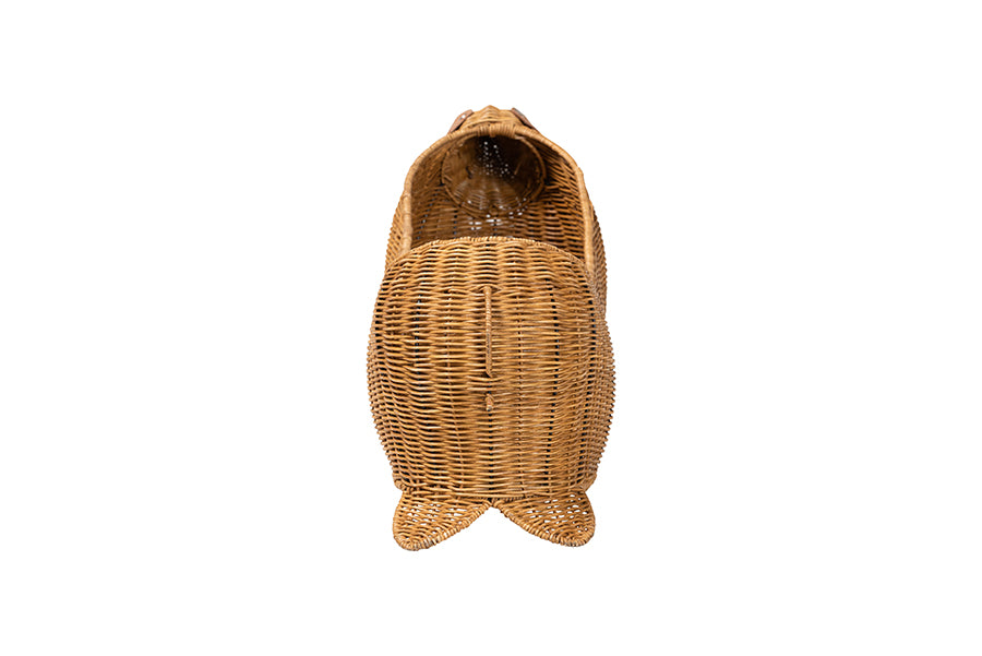 bali & pari Daffodil Natural Rattan Dachshund Basket - Handwoven Wicker Storage Solution