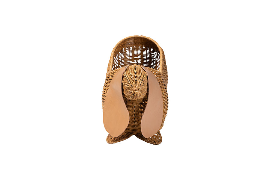 bali & pari Daffodil Natural Rattan Dachshund Basket - Handwoven Wicker Storage Solution