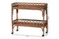 bali & pari Fumiyo Natural Rattan Kitchen Cart - Handwoven Wicker Two-Tier Serving Cart with Raised Openwork Borders and Wheels