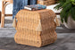 bali & pari Noura Natural Rattan Footstool with Tassel Accents
