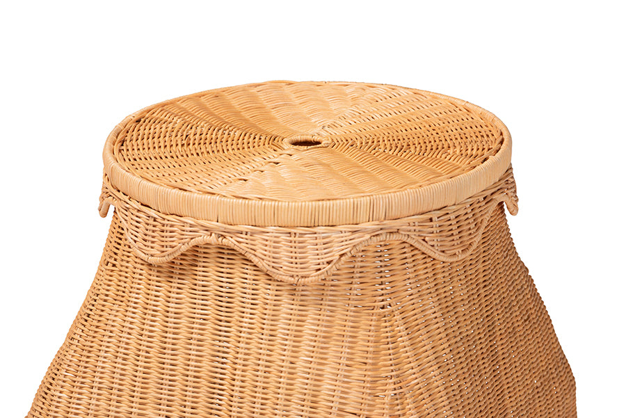 bali & pari Ada Natural Rattan Laundry Hamper - Handwoven Wicker Storage Basket for Laundry Room, Bathroom, or Bedroom Organization