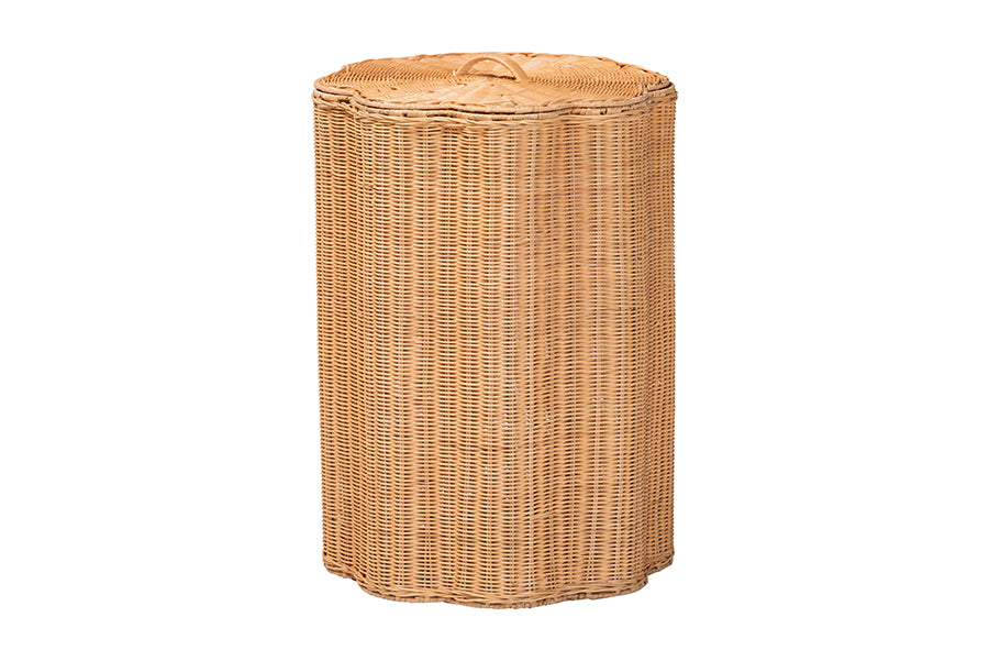 bali & pari Danilo Natural Rattan Laundry Hamper - Handwoven Wicker Storage Basket for Laundry Room, Bathroom, or Bedroom Organization