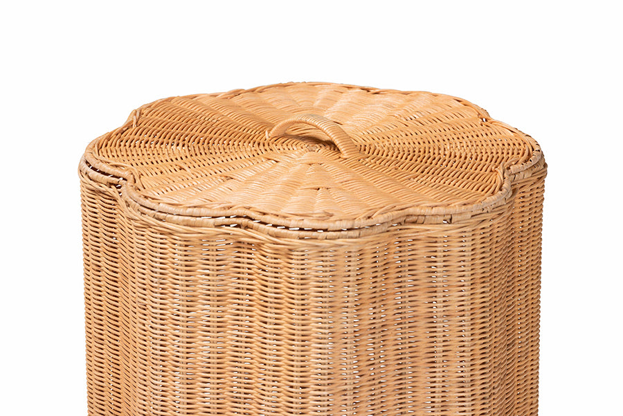 bali & pari Danilo Natural Rattan Laundry Hamper - Handwoven Wicker Storage Basket for Laundry Room, Bathroom, or Bedroom Organization