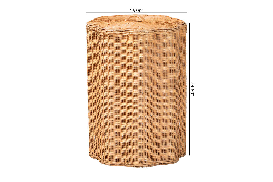 bali & pari Danilo Natural Rattan Laundry Hamper - Handwoven Wicker Storage Basket for Laundry Room, Bathroom, or Bedroom Organization
