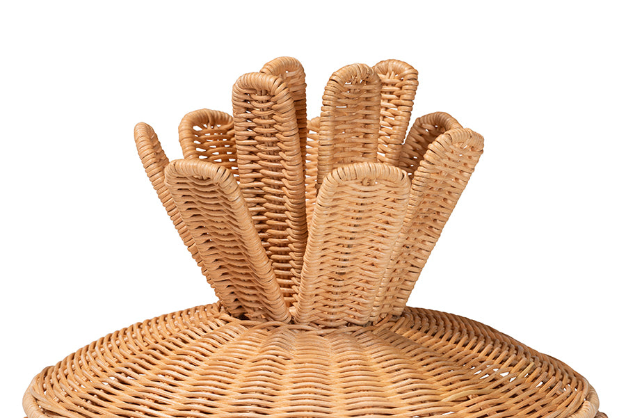 bali & pari Pelham Natural Rattan Laundry Hamper - Handwoven Wicker Storage Basket for Laundry Room, Bathroom, or Bedroom Organization, Small