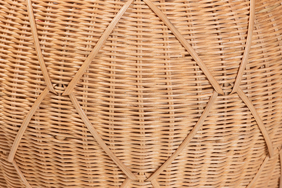 bali & pari Pelham Natural Rattan Laundry Hamper - Handwoven Wicker Storage Basket for Laundry Room, Bathroom, or Bedroom Organization, Small