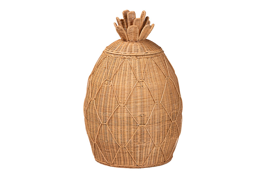 bali & pari Pelham Natural Rattan Laundry Hamper - Handwoven Wicker Storage Basket for Laundry Room, Bathroom, or Bedroom Organization, Large