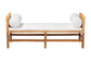 bali & pari Vivan Natural Rattan Bench - Handwoven Wicker Accent Seating with Cushion and Pillows, Backless