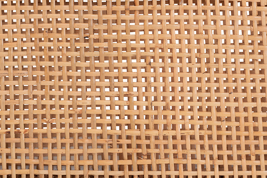 bali & pari Vivan Natural Rattan Bench - Handwoven Wicker Accent Seating with Cushion and Backrest