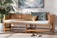 bali & pari Vivan Natural Rattan Bench - Handwoven Wicker Accent Seating with Cushion and Backrest
