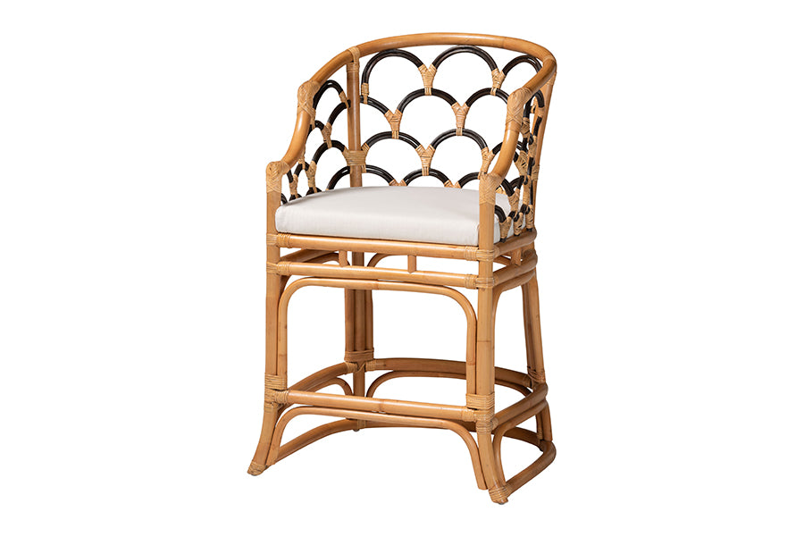 bali & pari Veneto Natural Rattan Counter Stool with Scalloped Back