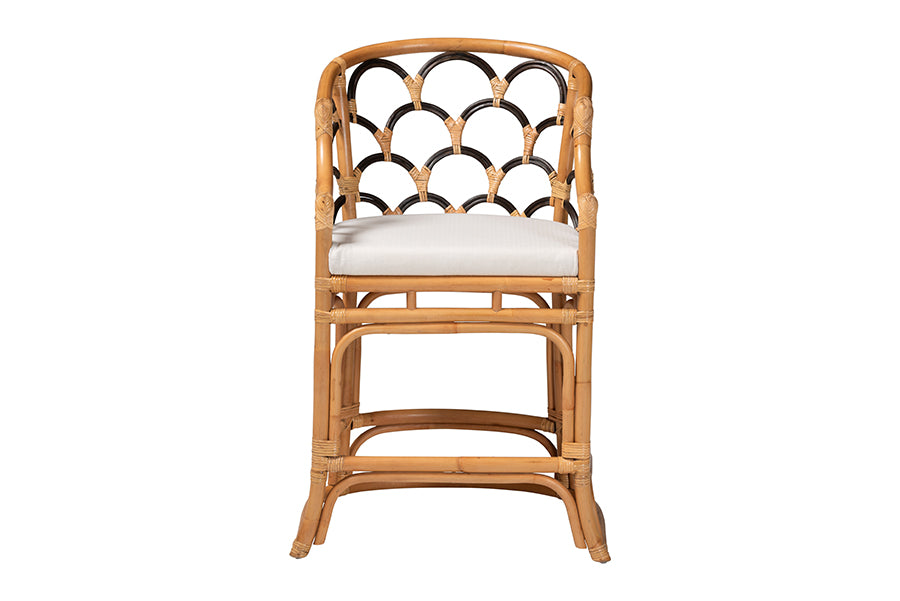 bali & pari Veneto Natural Rattan Counter Stool with Scalloped Back