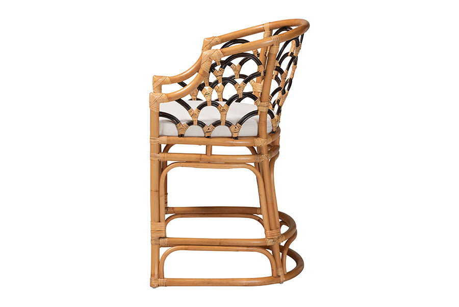 bali & pari Veneto Natural Rattan Counter Stool with Scalloped Back