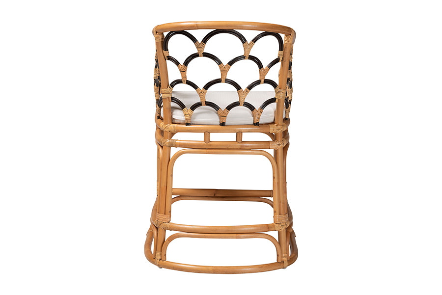 bali & pari Veneto Natural Rattan Counter Stool with Scalloped Back