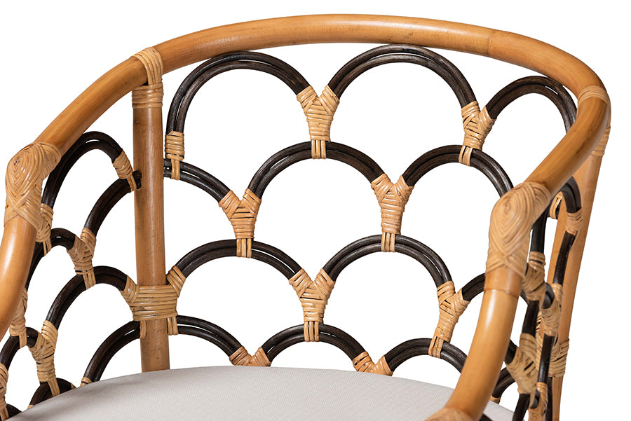 bali & pari Veneto Natural Rattan Counter Stool with Scalloped Back
