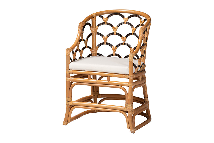 bali & pari Veneto Natural Rattan Dining Chair with Scalloped Back