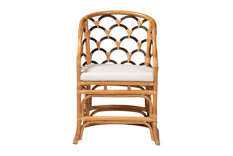 bali & pari Veneto Natural Rattan Dining Chair with Scalloped Back