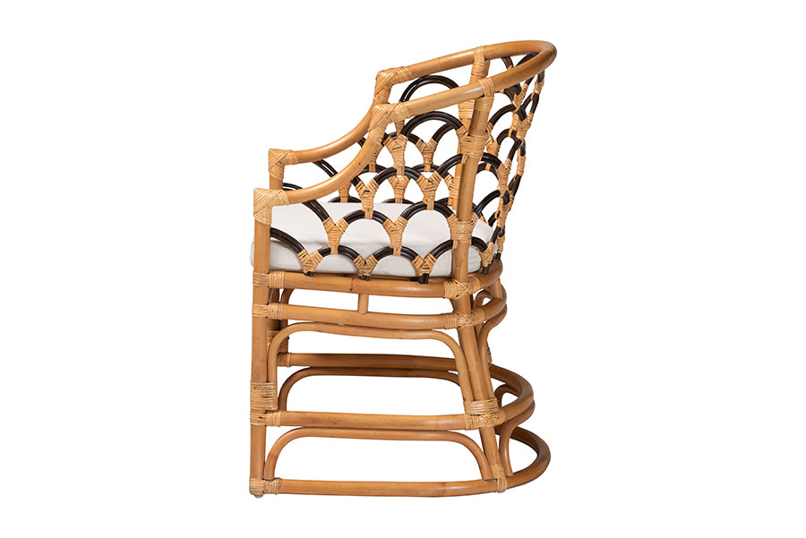 bali & pari Veneto Natural Rattan Dining Chair with Scalloped Back