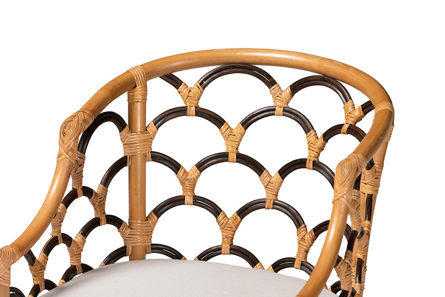 bali & pari Veneto Natural Rattan Dining Chair with Scalloped Back