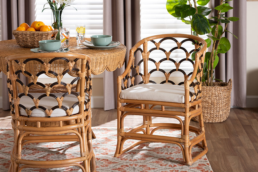 bali & pari Veneto Natural Rattan Dining Chair with Scalloped Back