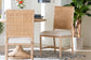 bali & pari Sandy Dining Chair - Crafted Wood and Natural Rattan Side Chair with Bamboo Motif and Upholstered Seat
