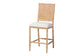 bali & pari Sandy Counter Stool - Crafted Wood and Natural Rattan Lounge Seating with Bamboo Motif and Upholstered Seat