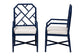 bali & pari Sergio Wood 2-Piece Dining Chair Set - Chippendale Side Chair with Bamboo Motif and Upholstered Seat Cushion, Navy Blue