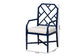 bali & pari Sergio Wood 2-Piece Dining Chair Set - Chippendale Side Chair with Bamboo Motif and Upholstered Seat Cushion, Navy Blue