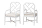 bali & pari Sergio Wood 2-Piece Dining Chair Set - Chippendale Side Chair with Bamboo Motif and Upholstered Seat Cushion, White