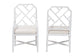 bali & pari Sergio Wood 2-Piece Dining Chair Set - Chippendale Side Chair with Bamboo Motif and Upholstered Seat Cushion, White