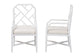 bali & pari Sergio Wood 2-Piece Dining Chair Set - Chippendale Side Chair with Bamboo Motif and Upholstered Seat Cushion, White