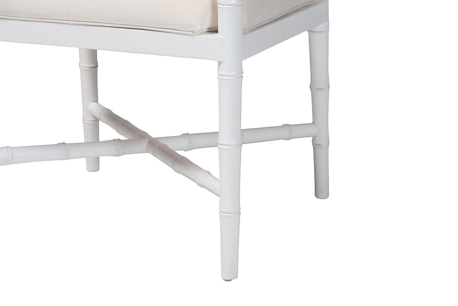 bali & pari Sergio Wood 2-Piece Dining Chair Set - Chippendale Side Chair with Bamboo Motif and Upholstered Seat Cushion, White