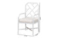 bali & pari Sergio Wood 2-Piece Dining Chair Set - Chippendale Side Chair with Bamboo Motif and Upholstered Seat Cushion, White